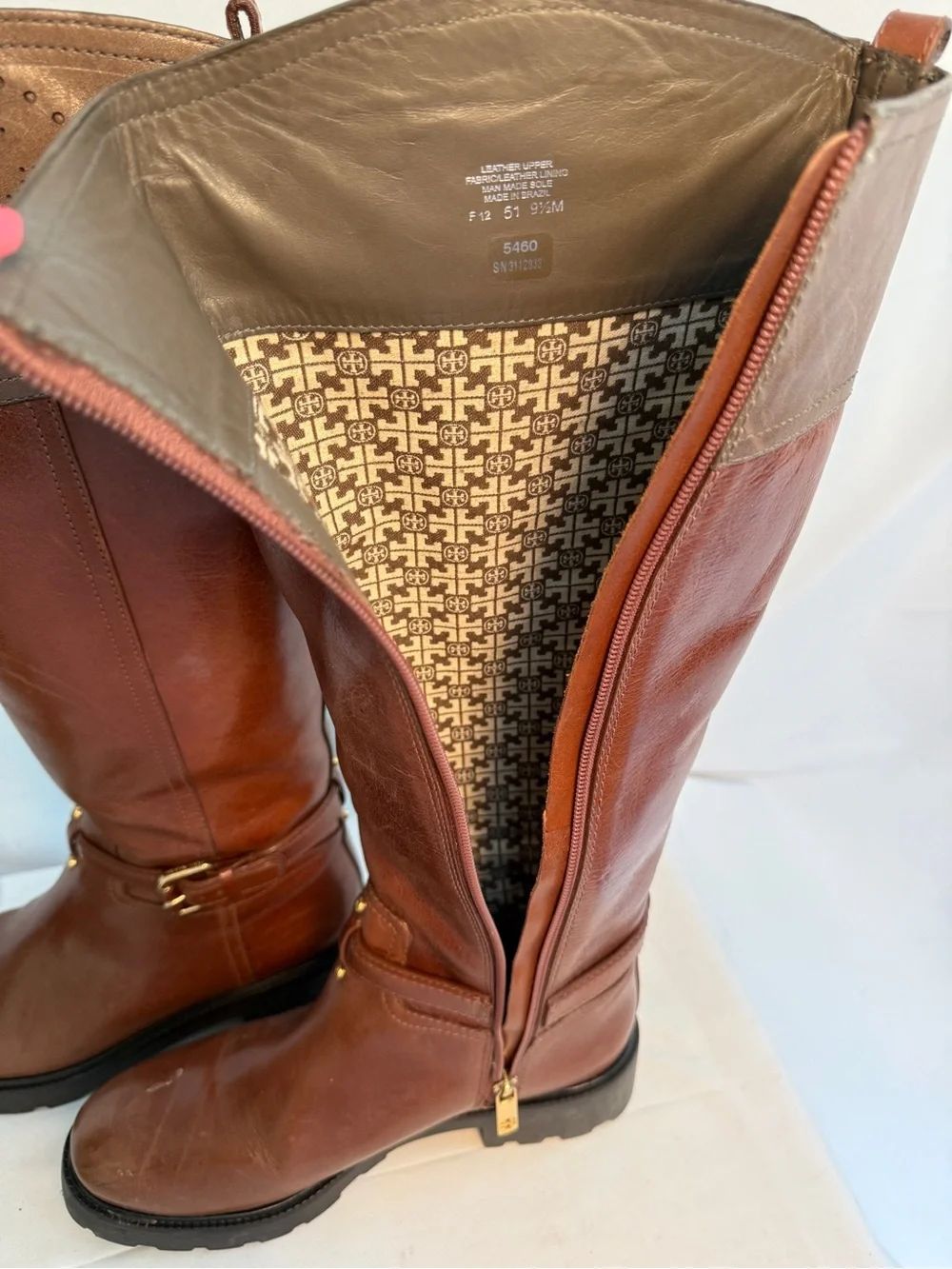 Tory Burch Two-Tone Brown Leather Over-the-Knee Riding Boots